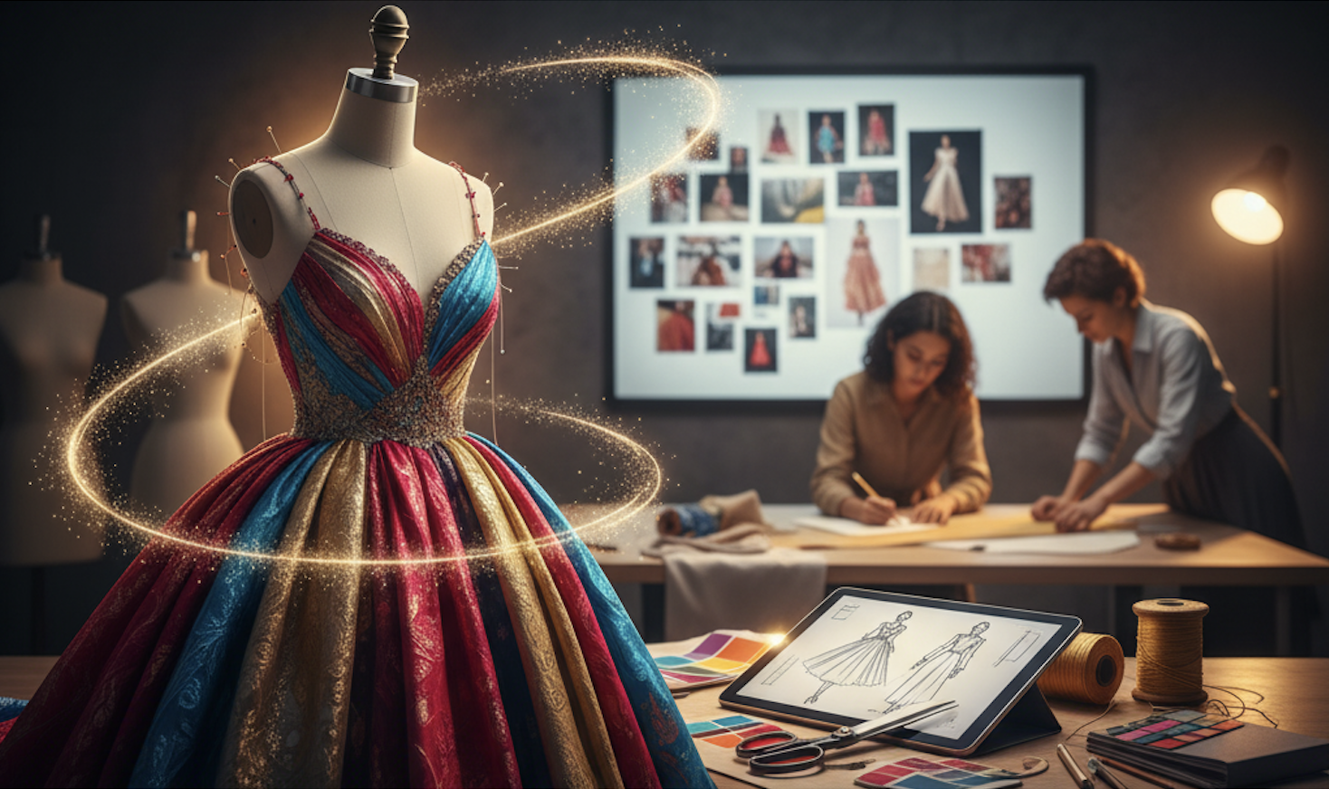 Vibrant flat-style illustration of a UI designer working on a laptop with Figma interface, surrounded by floating UI components.
